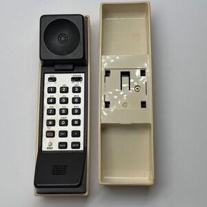 Vintage AT&T Nomad 400 Landline Phone Handset and Base Cream Black